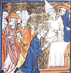 Painting of Charlemagne being crowned by Pope Leo III.