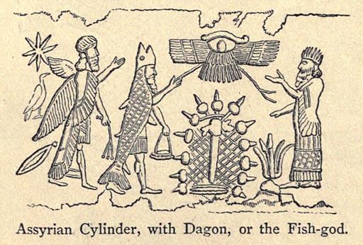 Engraving of an Assyrian Cylinder, with Dagon, or the Fish-god