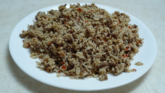 Photograph of rice on plate.