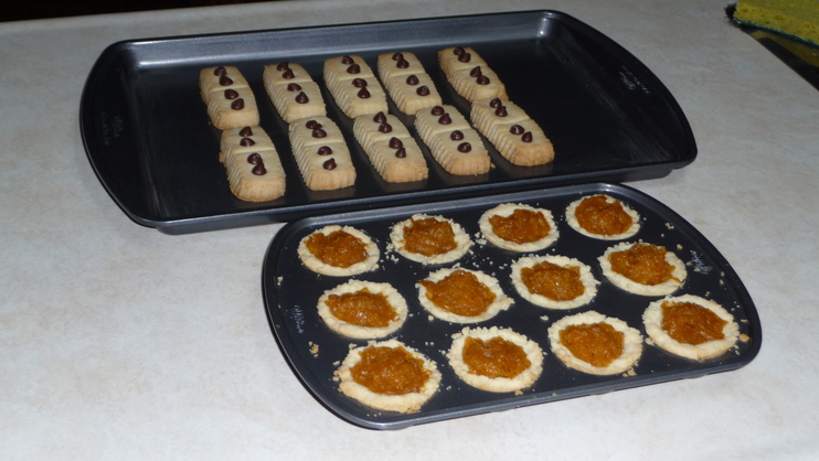 Photograph of shortbread on baking trays.