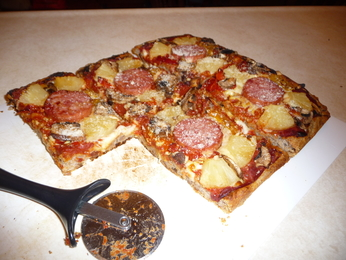 Photograph of serving, showing crisp crust.